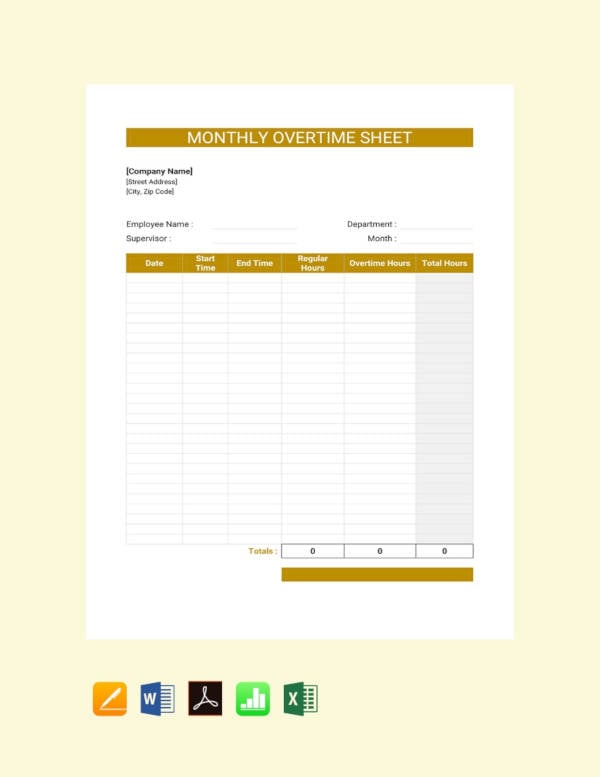 free monthly overtime sheet template