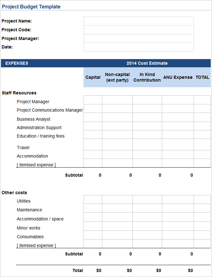 10  Project Budget Templates Word PDF Excel