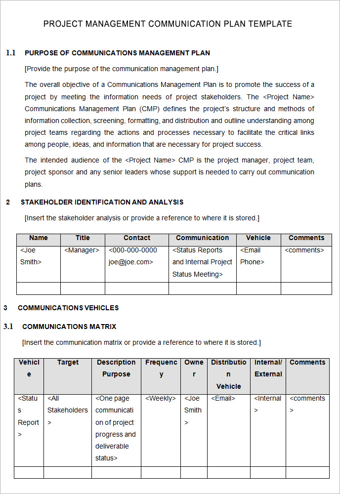 9+ Project Management Communication Plan Templates & Samples Word