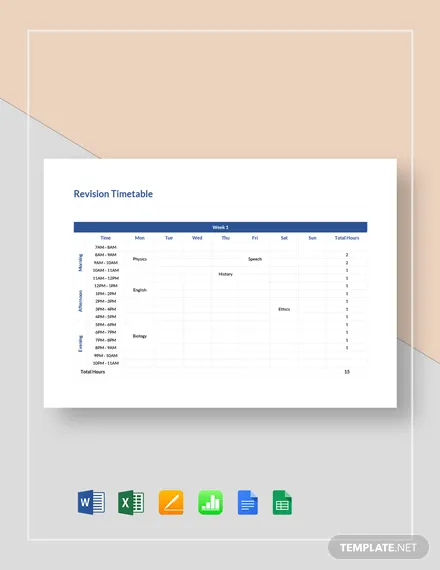 free revision timetable template
