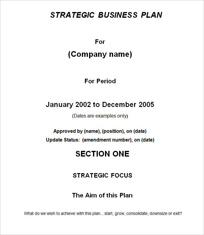 free strategic business plan template
