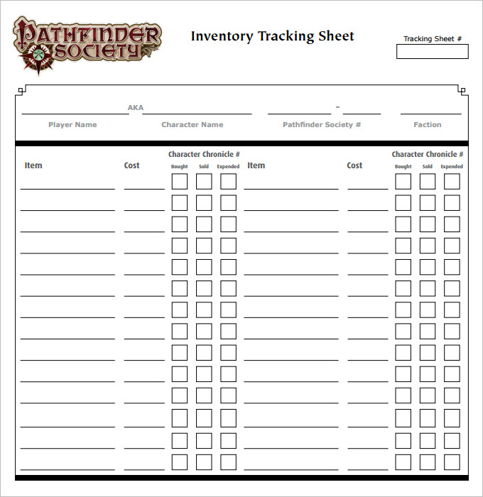 Tracking Chart Template