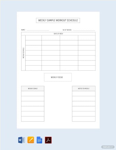 free weekly sample workout schedule template