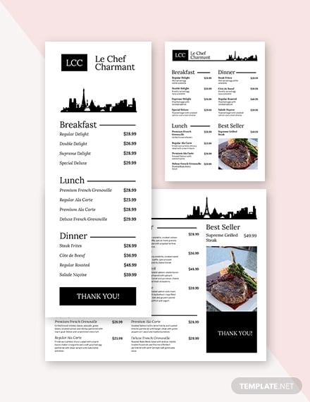 french menu template