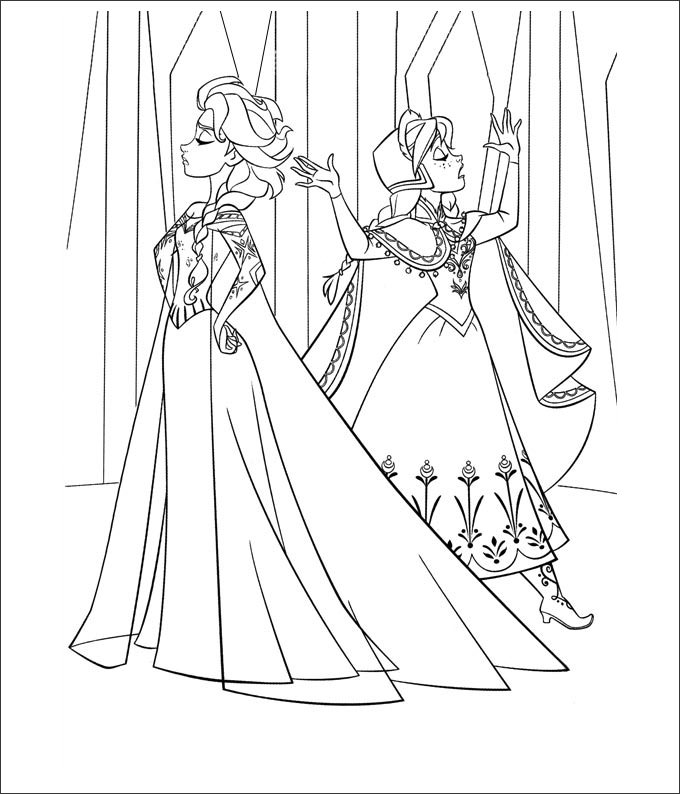 frozen coloring page for kids