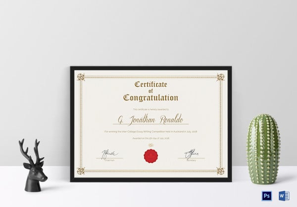 general congratulations certificate format template