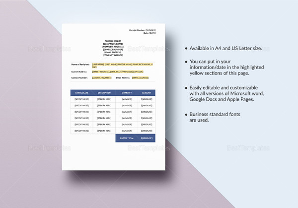 general receipt template in excel