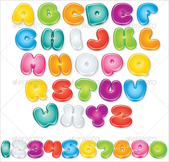 glossy cartoon color text style