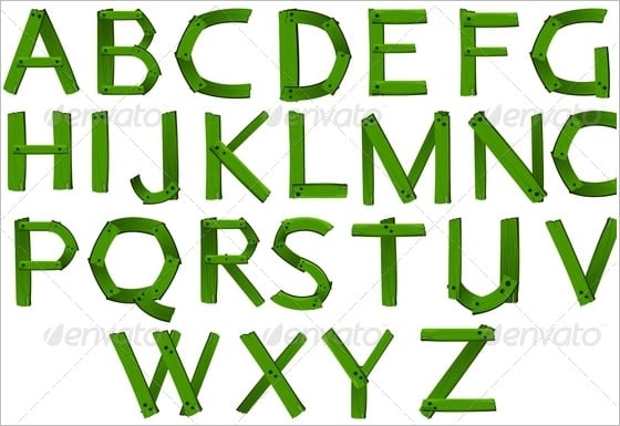 green wooden alphabet letters