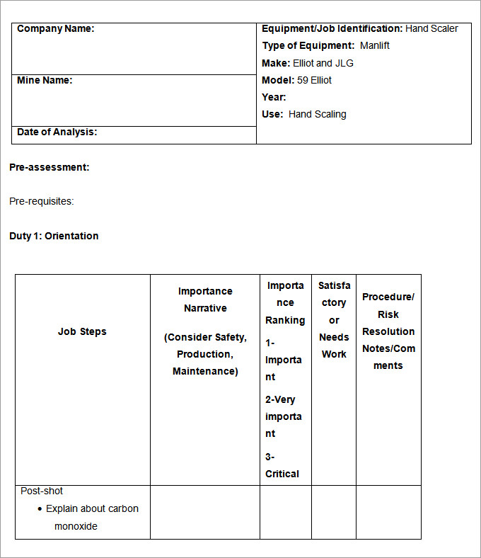 Job Analysis Template 12+ Free Word, Excel Documents Download