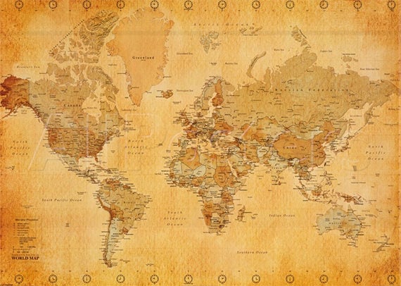 historical world map poster