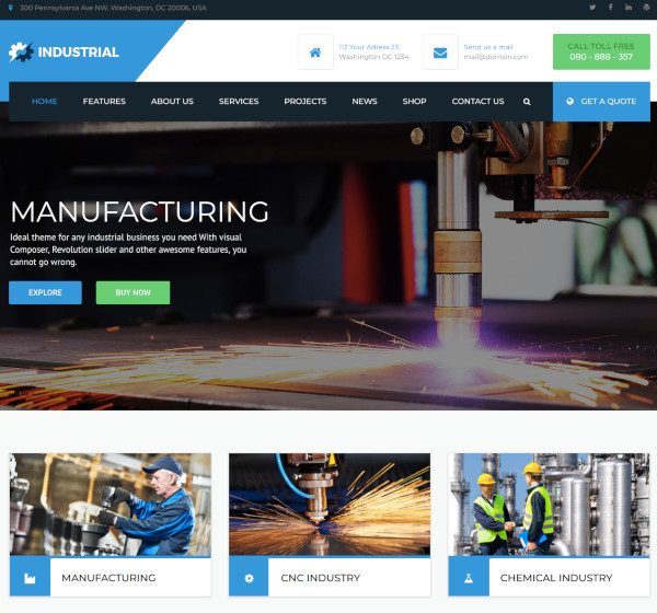 industrial manufacturing wordpress theme