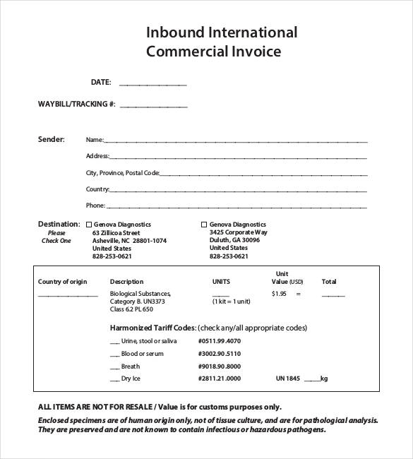 international commercial invoice template pdf