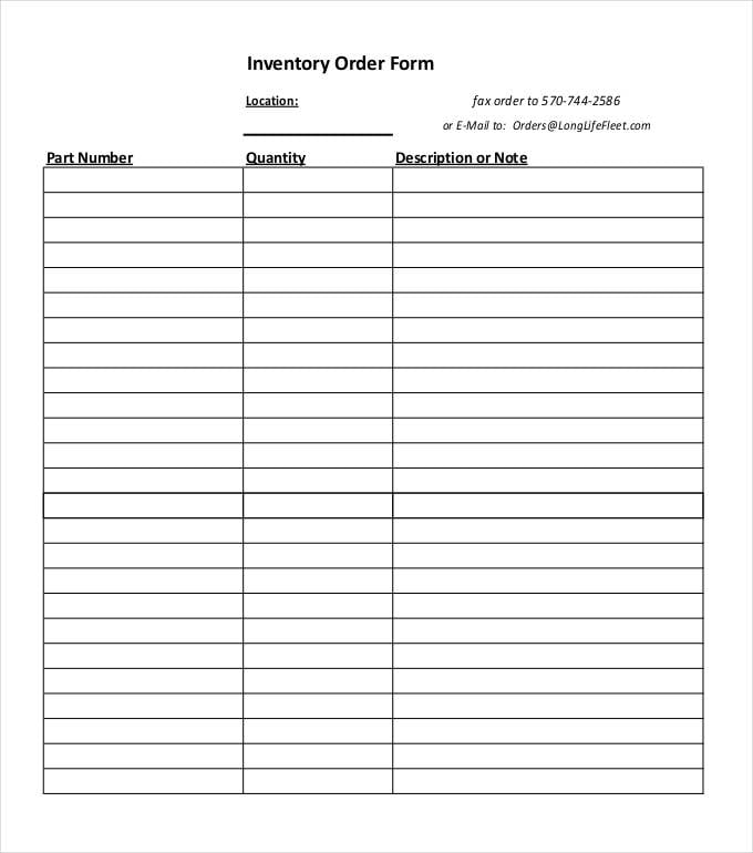 inventory order form template pdf