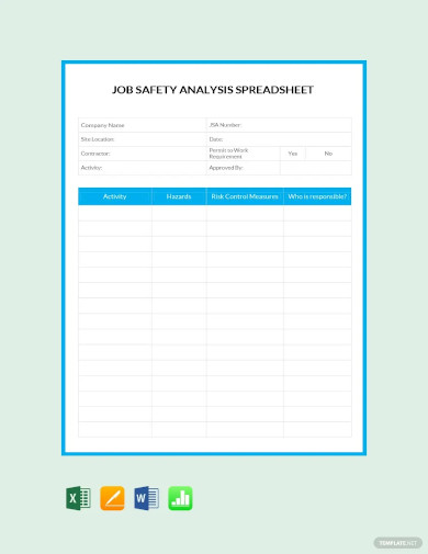 job safety analysis spreadsheet template