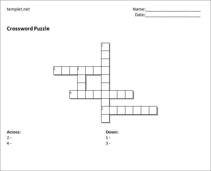 kids crossword puzzle template free