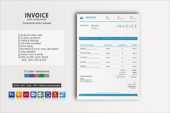 letterhead with invoice template in word format