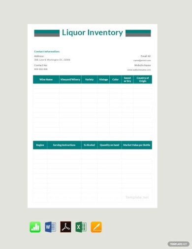 liquor inventory template