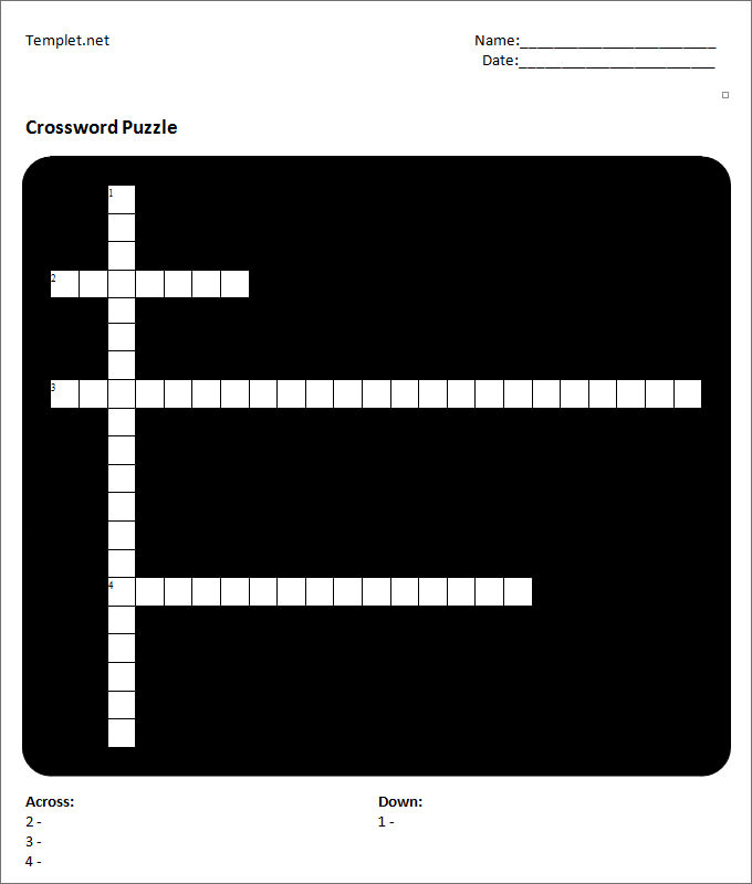 23 Blank Crossword Template Crossword Template