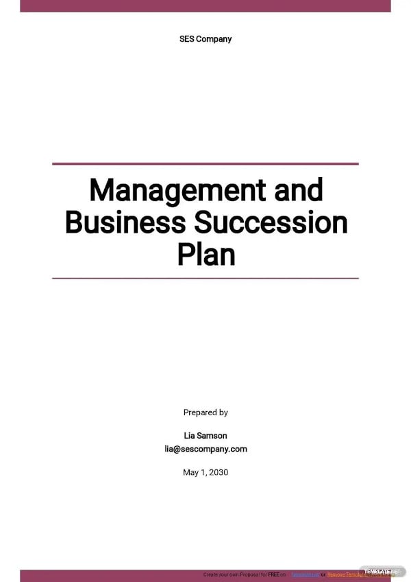 management and business succession plan template