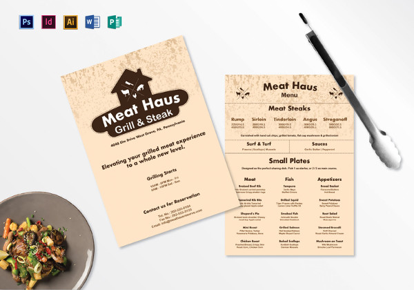 meat menu indesign template