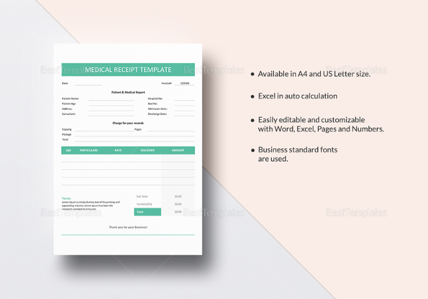 medical receipt template