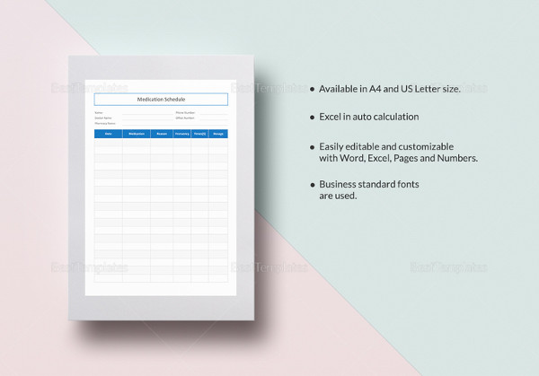 Medication Schedule Template - 14+ Free Word, Excel, PDF, Format ...