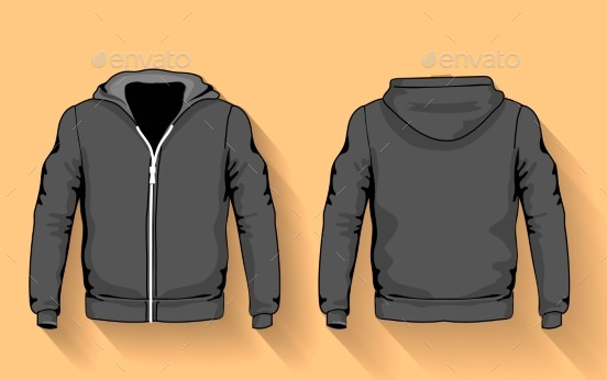 mens hoodie template front back view