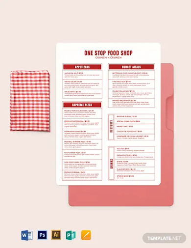 modern food and drinks menu template