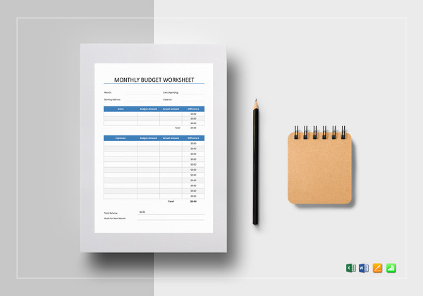 monthly budget worksheet template