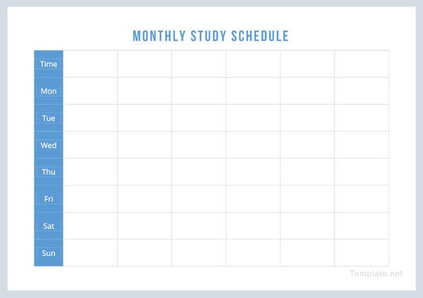 monthly study schedule template