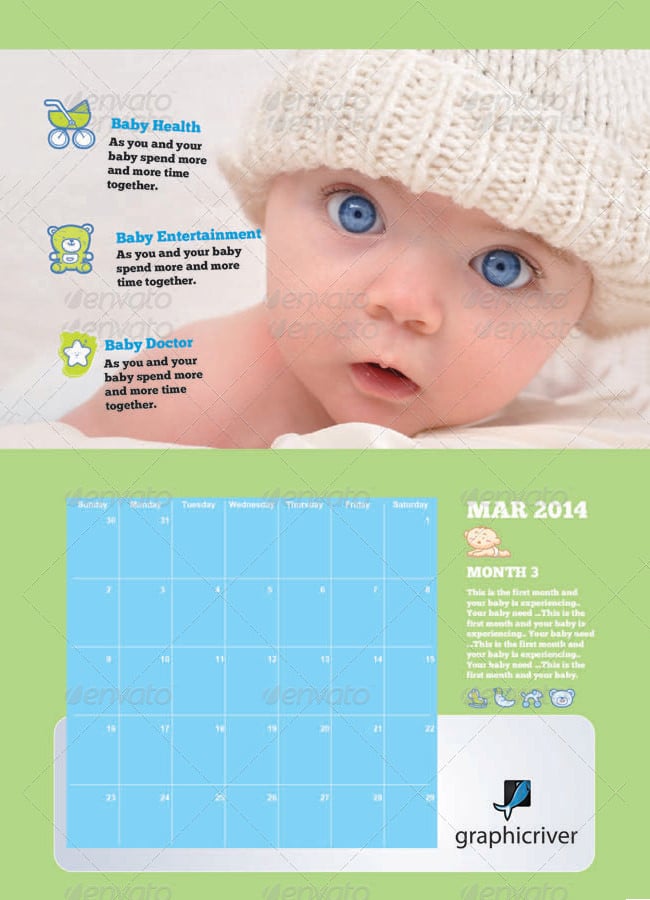 new born baby wall calendar