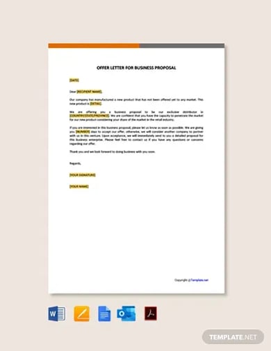 offer letter for business proposal template