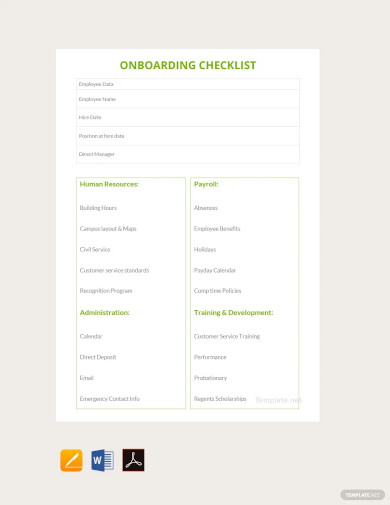 FREE 26+ Onboarding Checklist Templates in MS Word | Excel | PDF ...