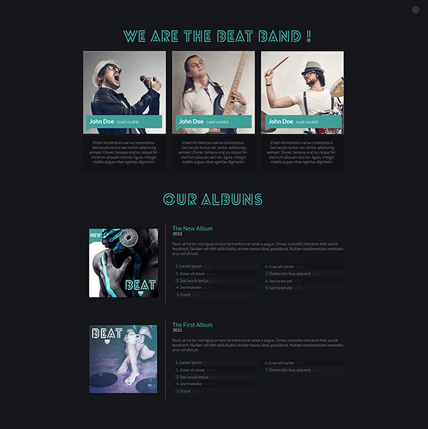 one page music band joomla template