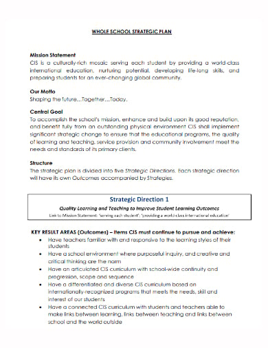 operational school strategic plan template