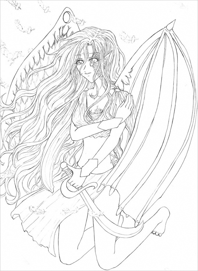 dark angel girl drawing