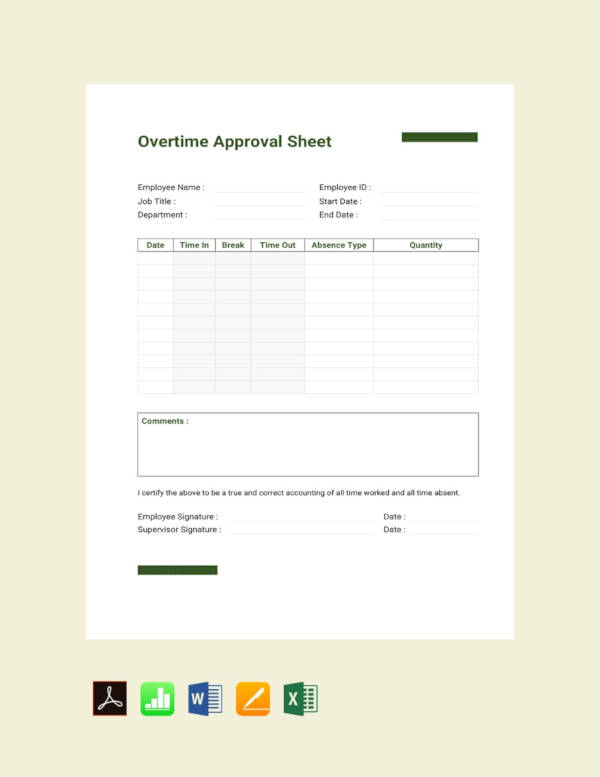 Overtime Sheet Template - 14+ Free Word, PDF Format Download