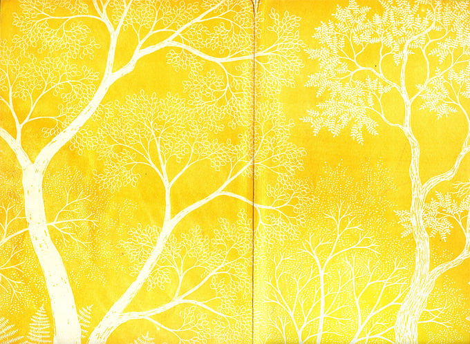 paper texture yellow tree double page