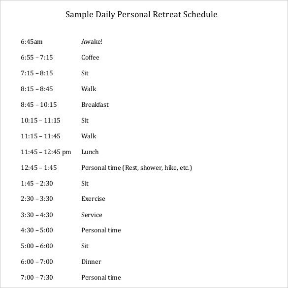 personal daily schedule