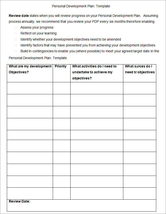 Individual Development Plan Template Word