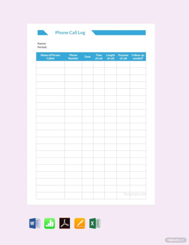 phone call log form template