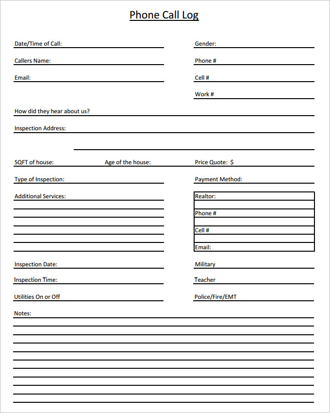 29+ Call Log Templates - DOC, PDF, Excel