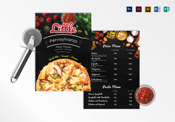 pizza menu illustrator template