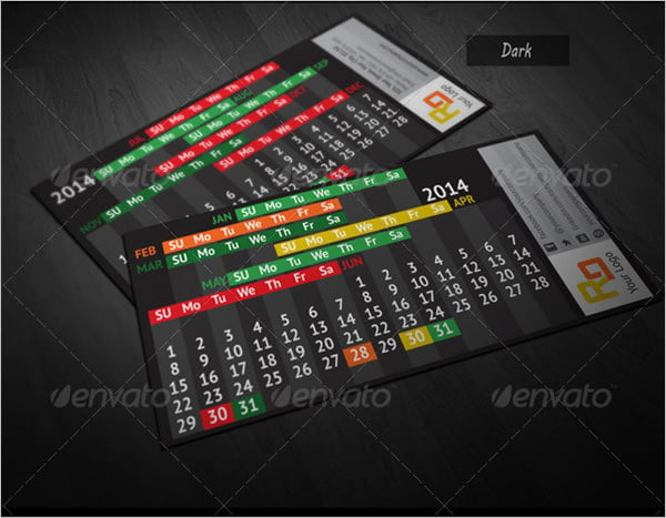 pocket calendar design termplate