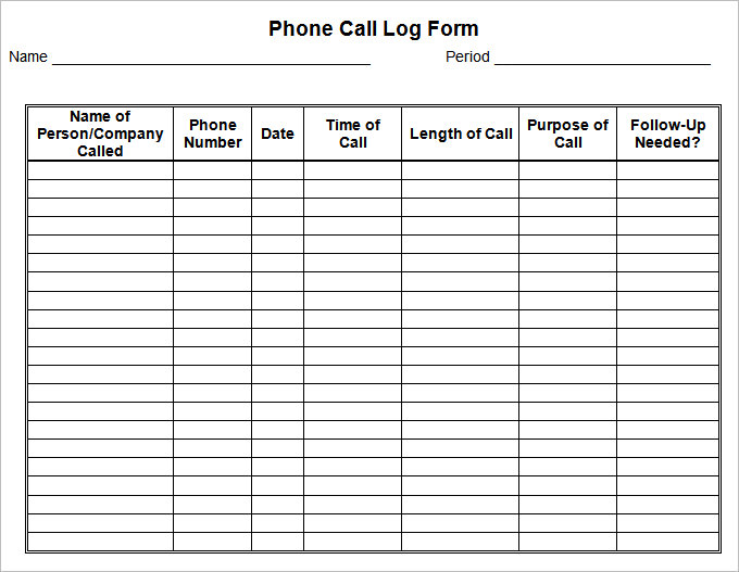 29  Call Log Templates DOC PDF Excel