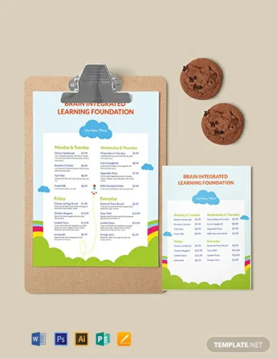 Daycare Menu - 13+ Free Templates in PSD, AI, Word