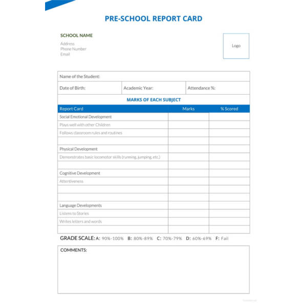 12 Report Card Template 6 Free Word Excel PDF Documents Download 