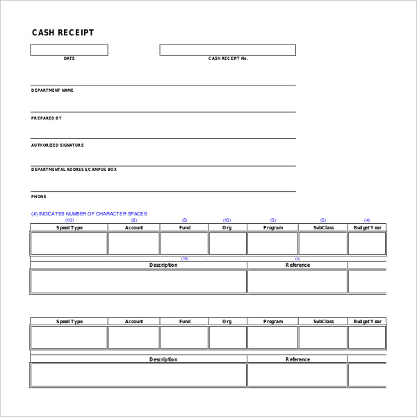 printable cash receipt