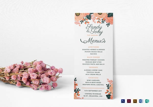 printable wedding menu template